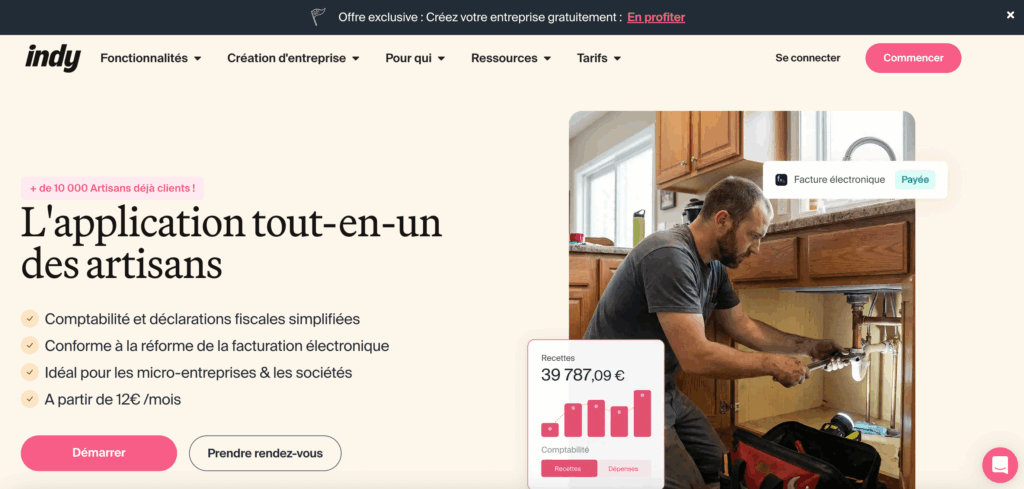 Indy, logiciel de comptabilité pour artisan