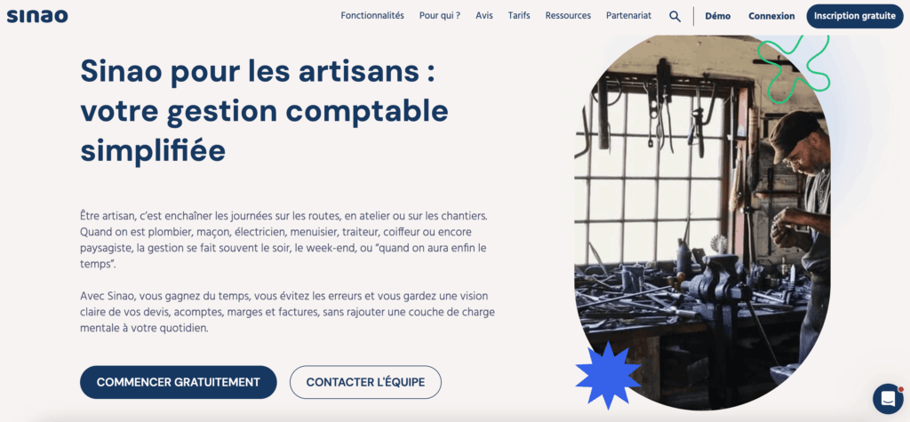 Sinao, logiciel de comptabilité pour artisans