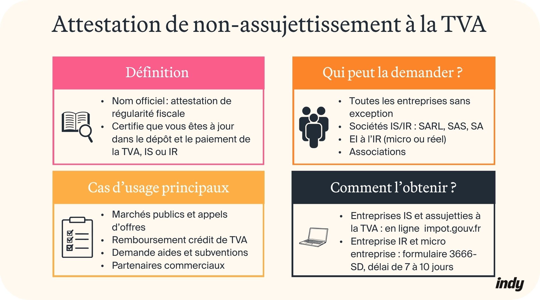 attestation non assujettissement à la TVA