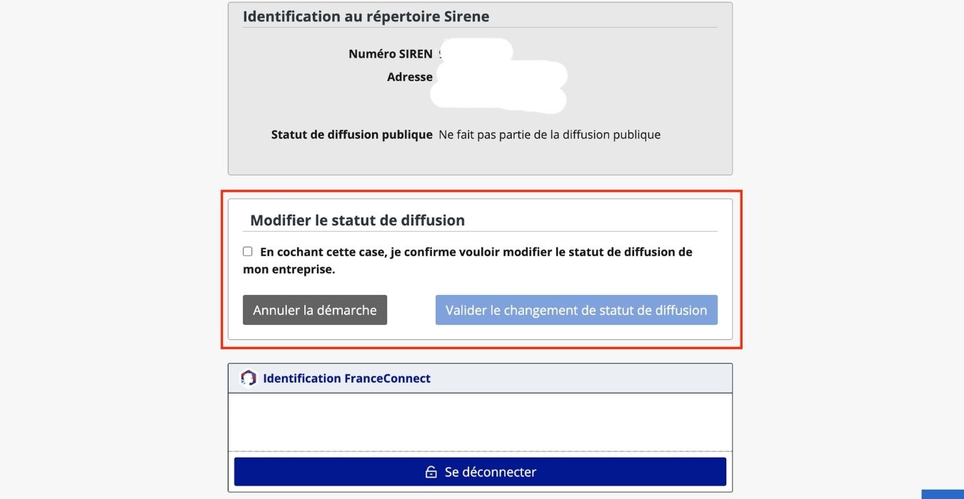 Modification fiche insee entreprise