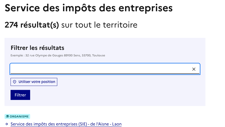 Trouver son service des impôts