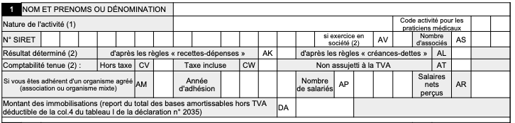 Cadre 1 annexe 2035 professions libérales