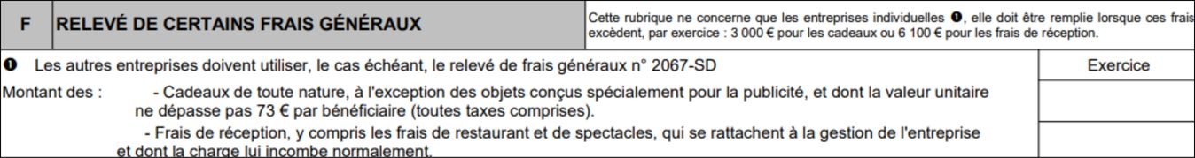 Le cadre F de la liasse 2031