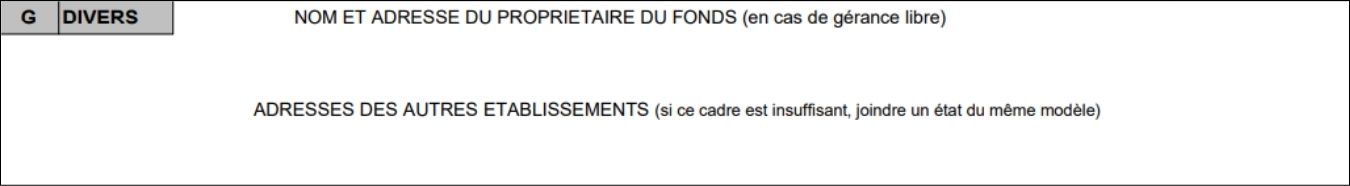 Le cadre G de la liasse 2031