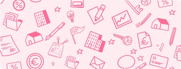 illustrations sur les SCI : maison, contrats, clefs, déclaration...