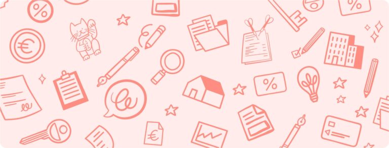 illustrations représentant la comptabilité d'une SCI : déclarations, maisons, obligations légales, clefs, dossier à remplir...etc