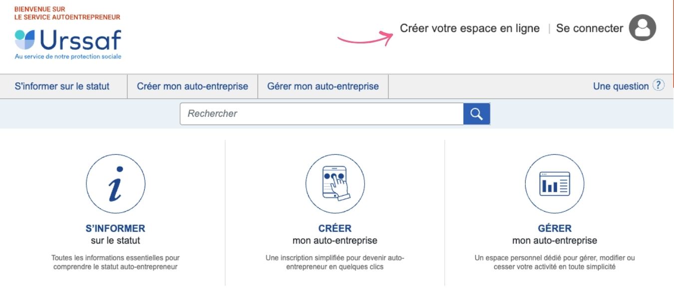 étape 1 : inscription urssaf