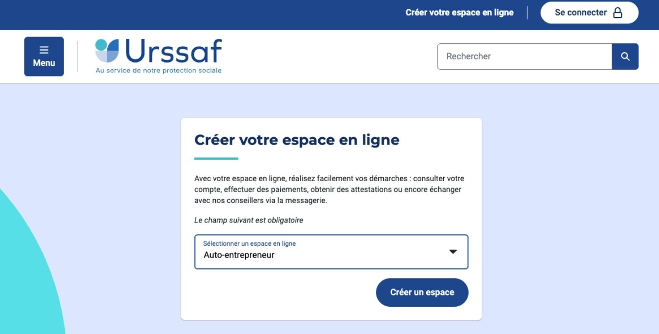 étape 2 : inscription urssaf