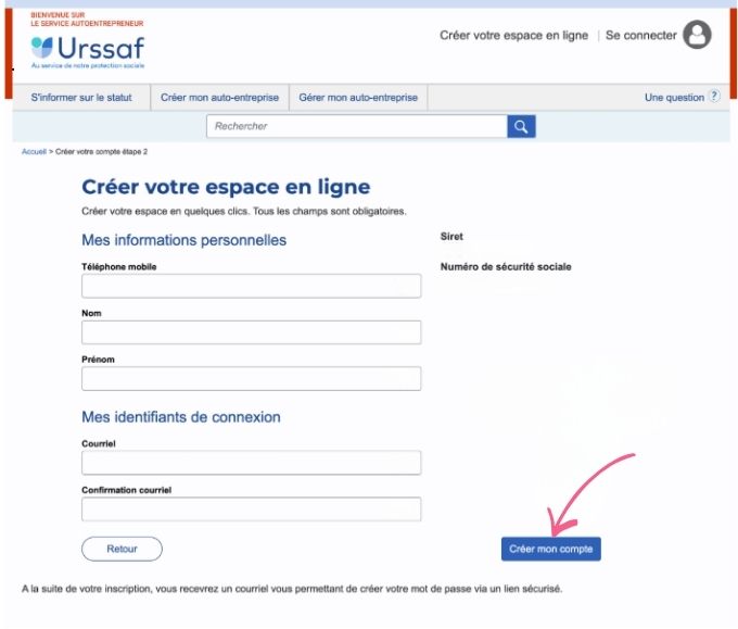 Etape 4 inscription Urssaf