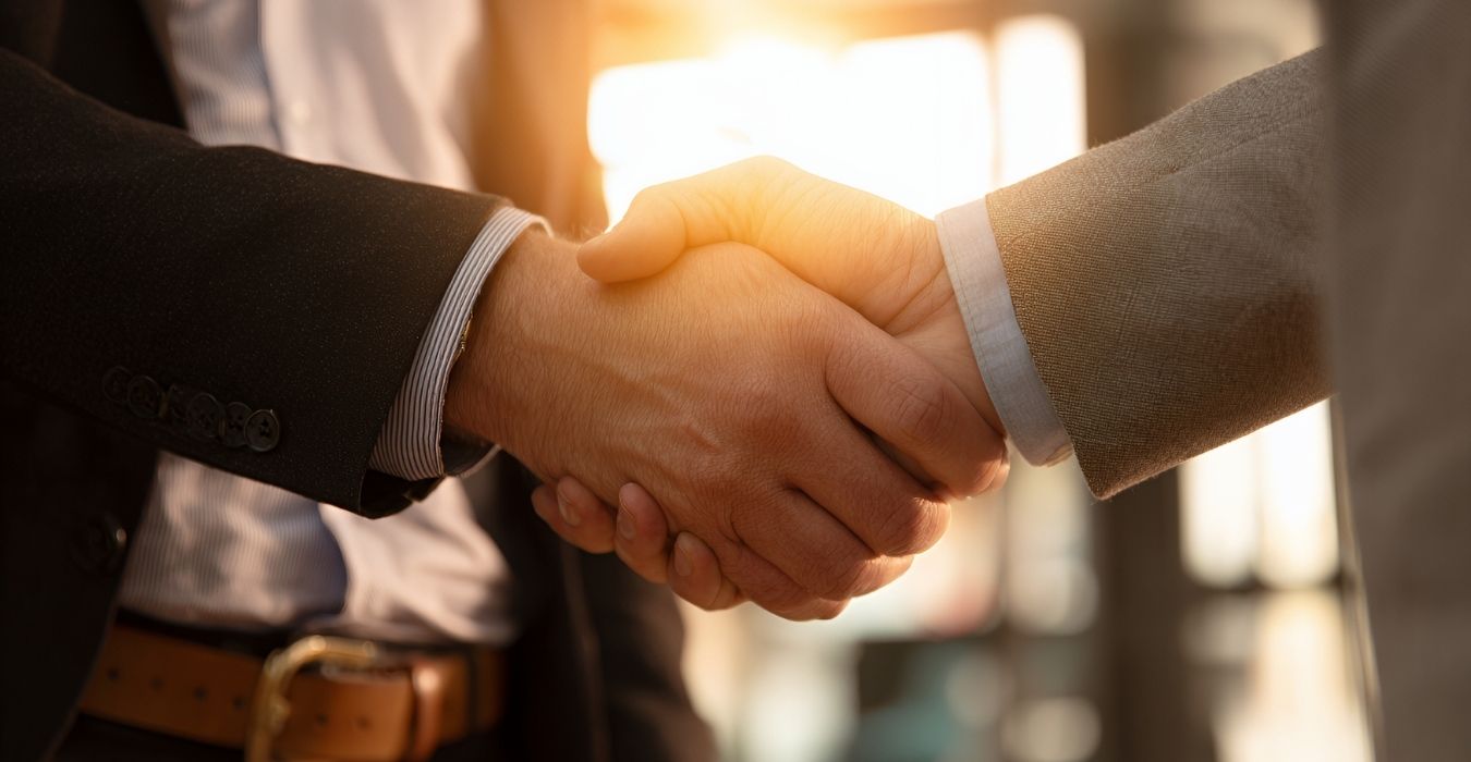 Des dirigeants qui se serrent la main dans le cadre d'une fusion absorption