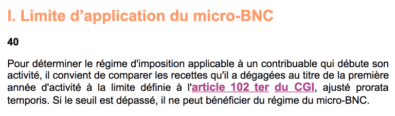 limite application micro bnc