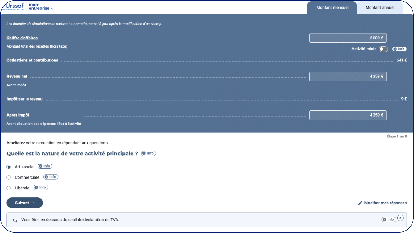 tableau simulateur salaire freelance auto-entrepreneur